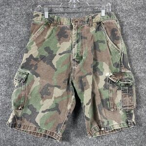 VTG Counter Culture Shorts Mens 32 Green Camo Cargo Pockets Corduroy Grunge Y2K